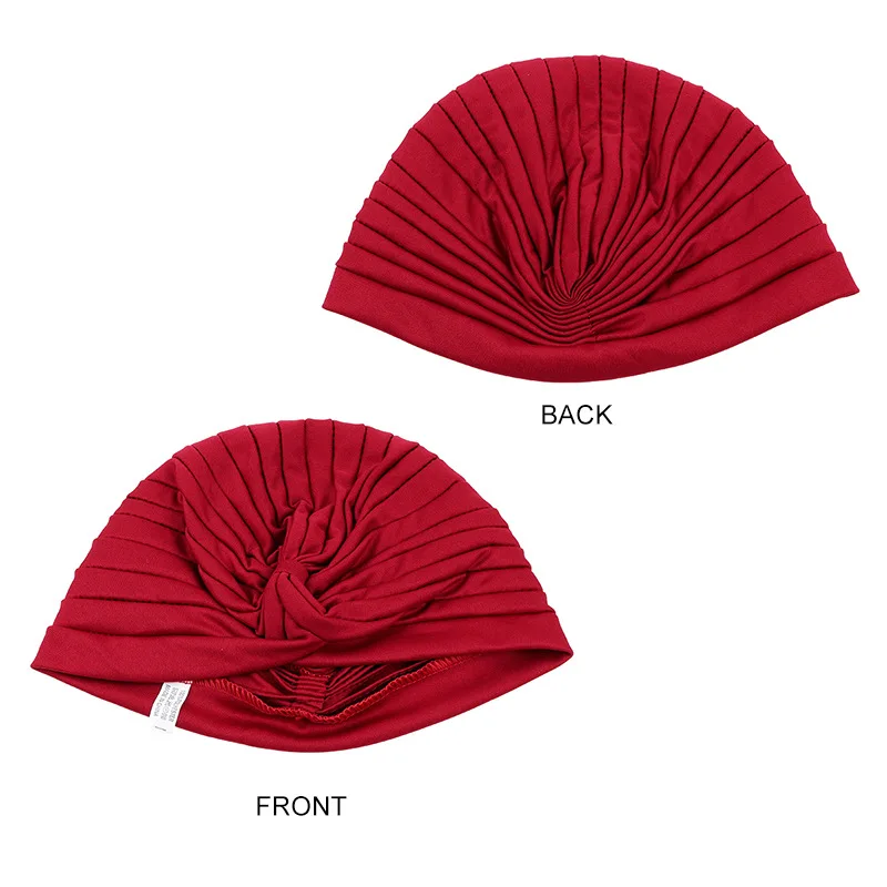 Muslim Women Cotton Cross Ruffle Chemo Sleep Turban Head Wear Scarf Beanie Hat for Cancer Patient Hair Loss Accessories