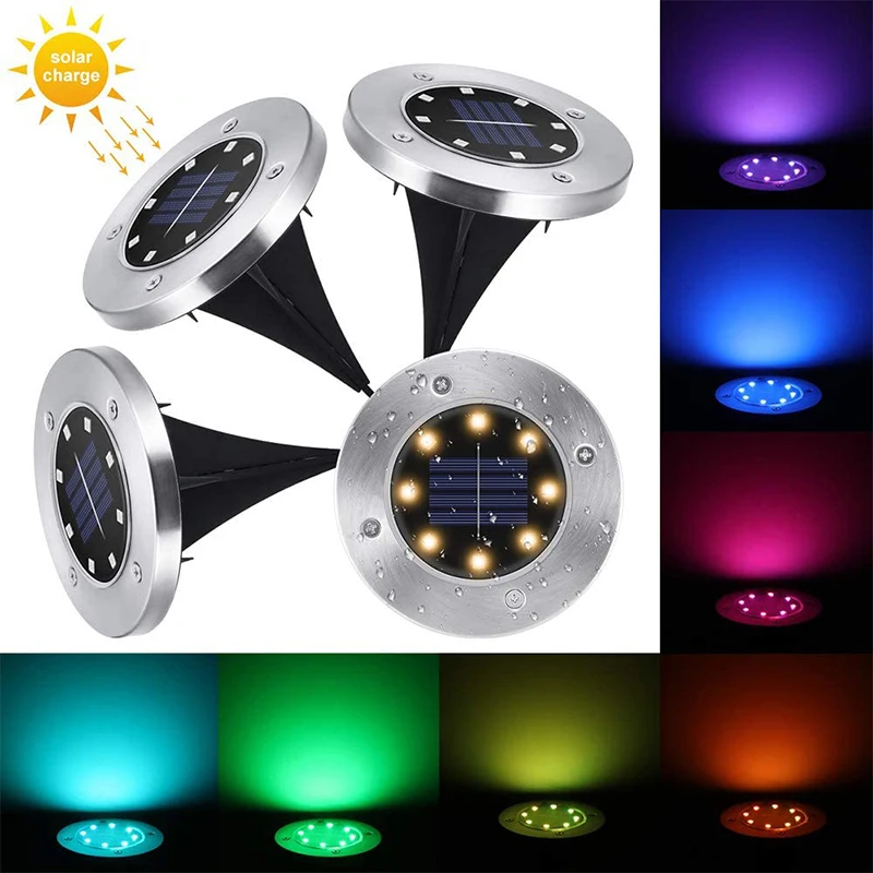 Blueswift 8 светодиод водонепроницаемый красочный RGB Солнечный газон Светодиодный заглубленный свет уличный садовый