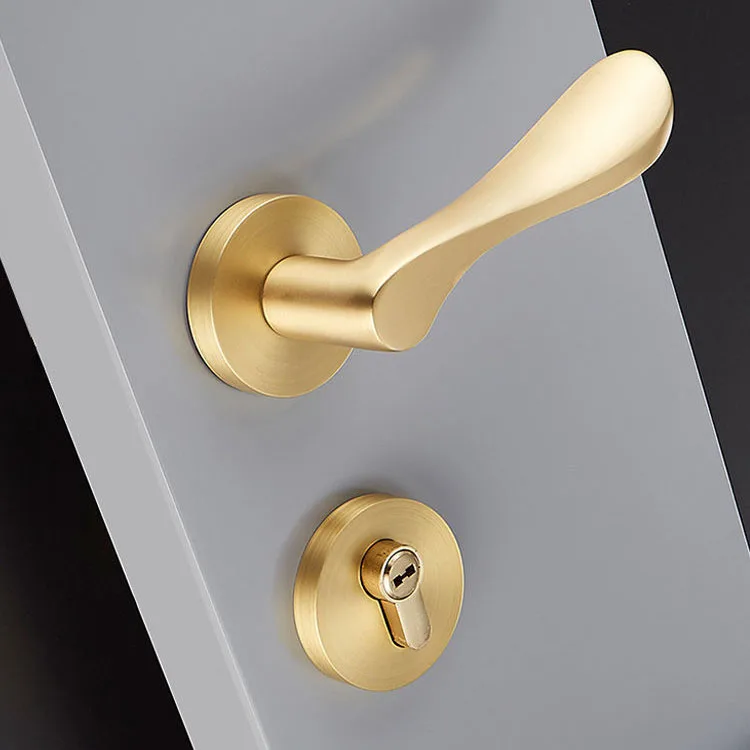 House Gold Interior Door Lever Handle With Lock Kit Gold Zinc Alloy Bedroom Room Door Handle Lock Set