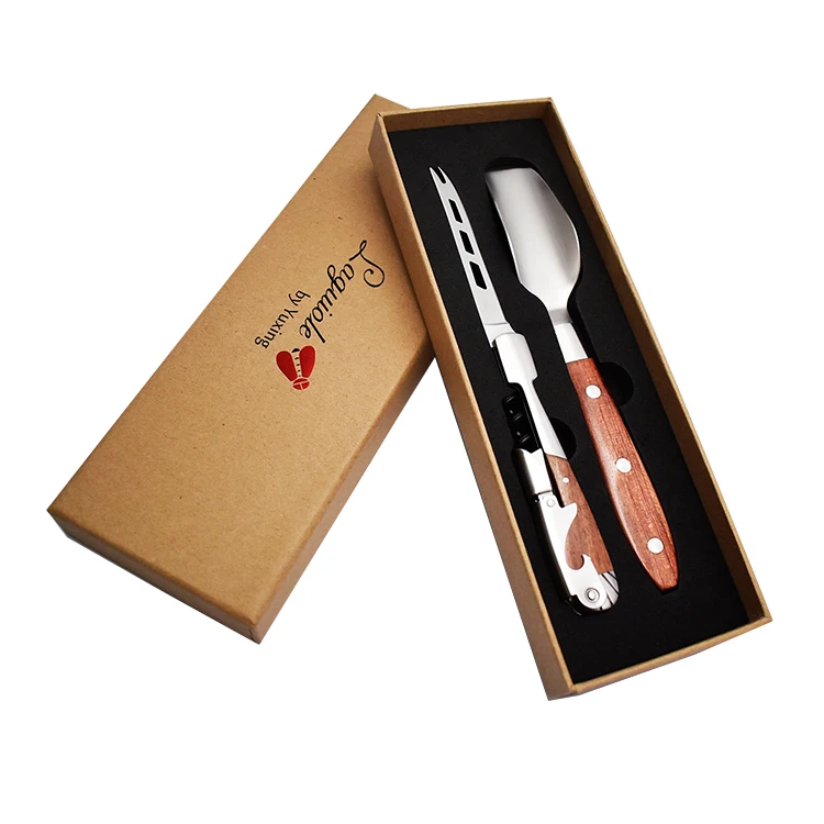 Лидер продаж Amazon, набор ножей для сыра из нержавеющей стали с деревянной ручкой Laguiole, набор штопор, набор ножей для сыра