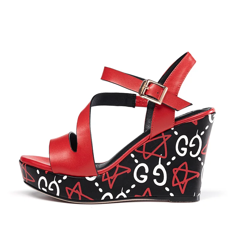 G180 Buckle Strap Genuine Leather High Heeled  Women Sandal shoes Wholesale