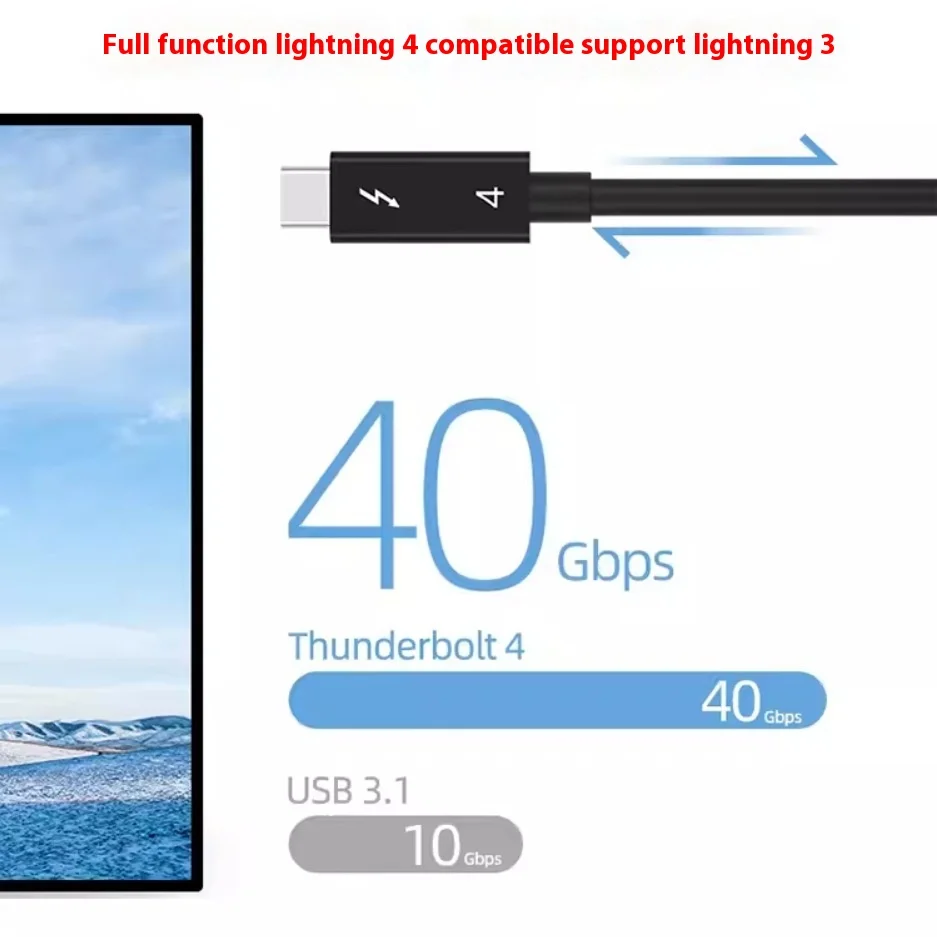 4Gen3 data cable PD3.1 fast charge 100W40Gbps high speed cable  8K double head Type-cUSB4 full function cable
