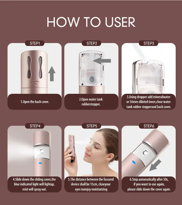Face sauna nano mist sprayer facial nebulizer cool Nano Mister One Touch Hydrating Face | USB Rechargeable Facial Mist Spray