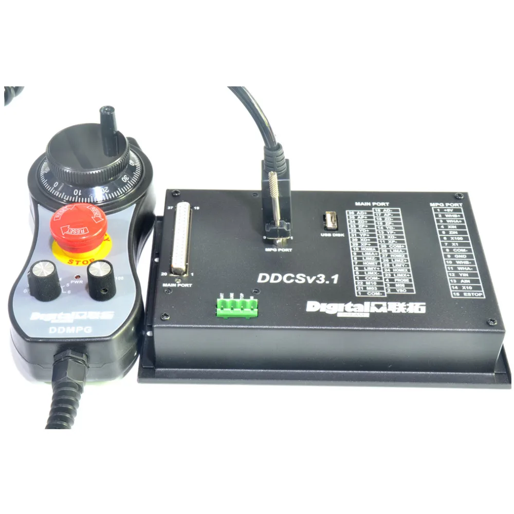 Manufacturer from China DDCS V3.1 4 Axis CNC Lathe Controller  With E-Stop MPG Handwheel Encoder For Wood Engrave Machine
