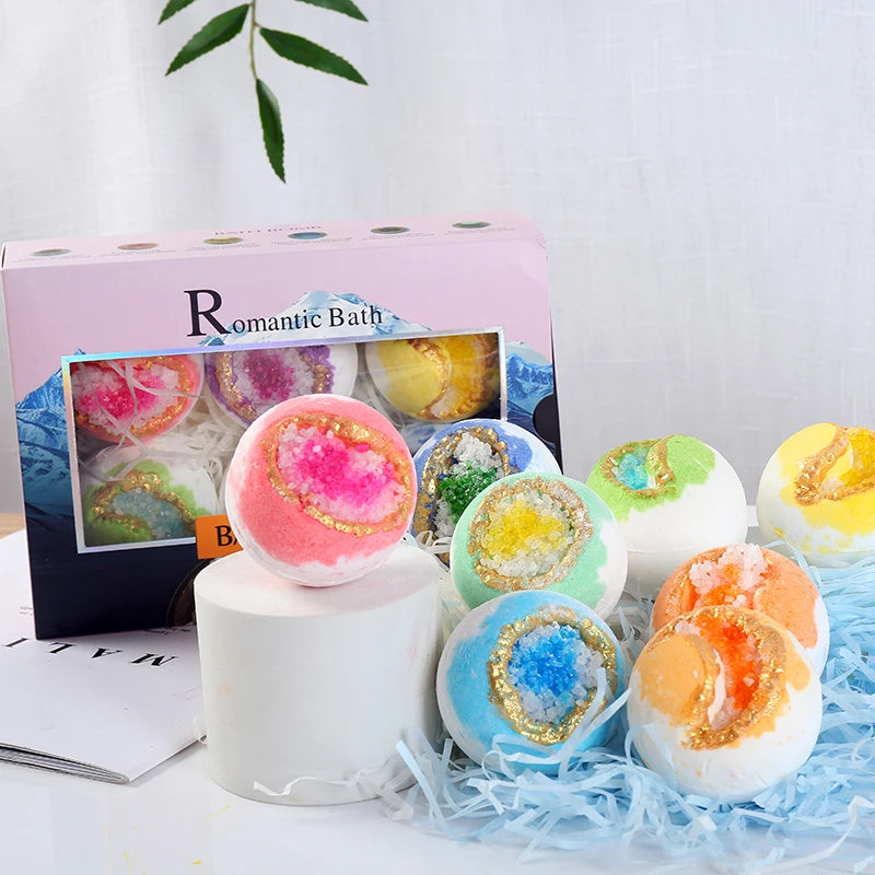 Shimmer Luxury Gift Set Wholesale Fizzy Crystal Natural Organic Shimmer Glitter Sea Salt Series Bath Bombs