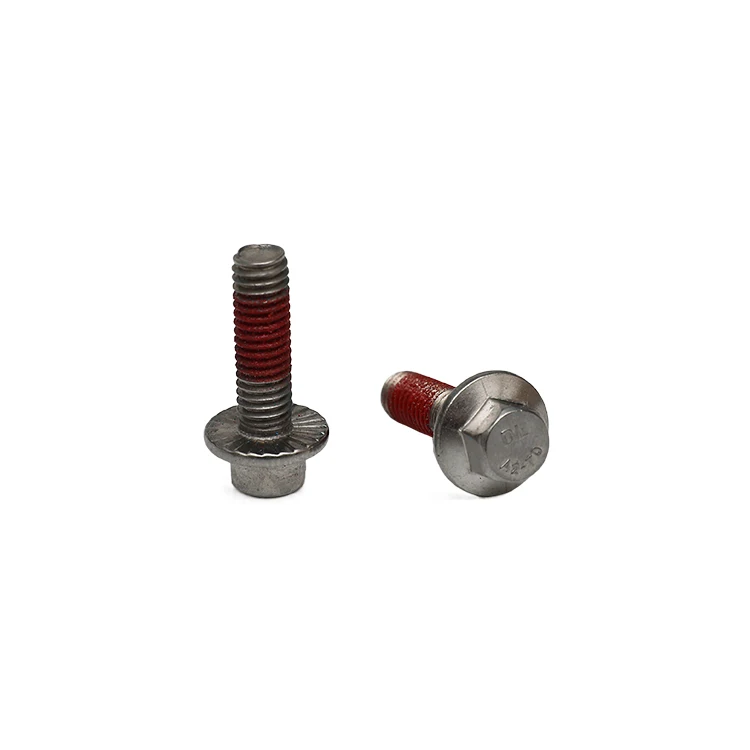 Nylon patch screw Stainless steel flange head full thread screw with nylon patch