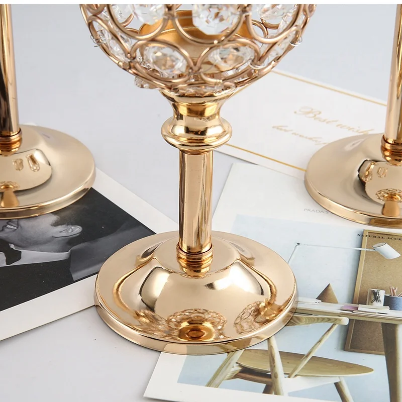 Ourwarm Silver Gold Metal Table Decorations Stand Crystal Candelabra Wedding Centerpieces with Crystal