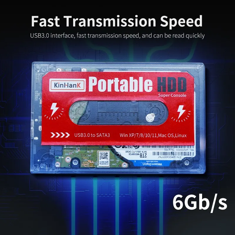 Portable 2T External Game Hard Drive Disk Laptop/PC Wired Connection Supports 63000+ Retro Arcade for CPS PS1/N64 Super Console