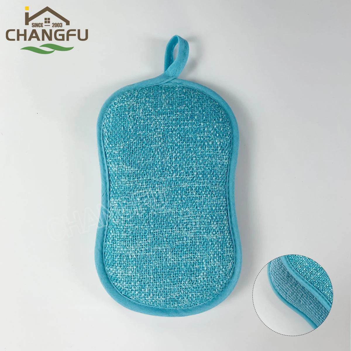 Changfu cleaning materials washing Double Sided Microfiber Sponge Scrubber for kitchen