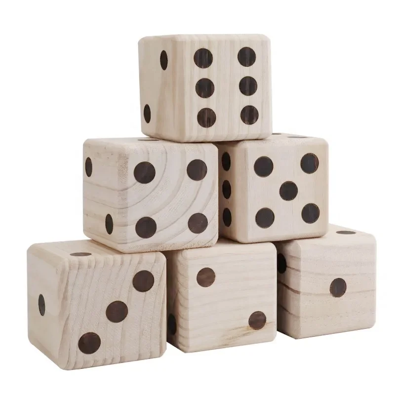 2023 Hot selling wholesale high quality 5pcs customs size and colors  6-sided wood 6cm digit dice set
