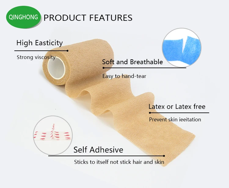 Customized first aid bandage non-woven elastic bandages cohesive bandag easy tear first aid bandage