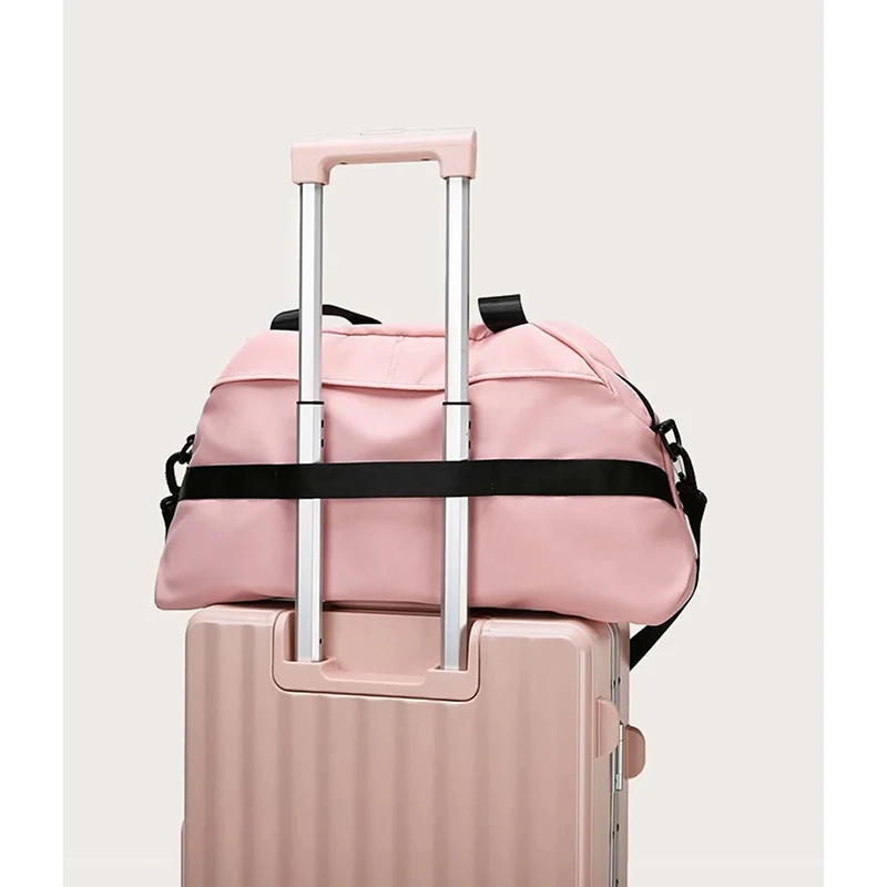 Bulk Womens Pink Zipper Waterproof Travel Sport Gym Weekend Tote Custom Duffle Bags With Logo