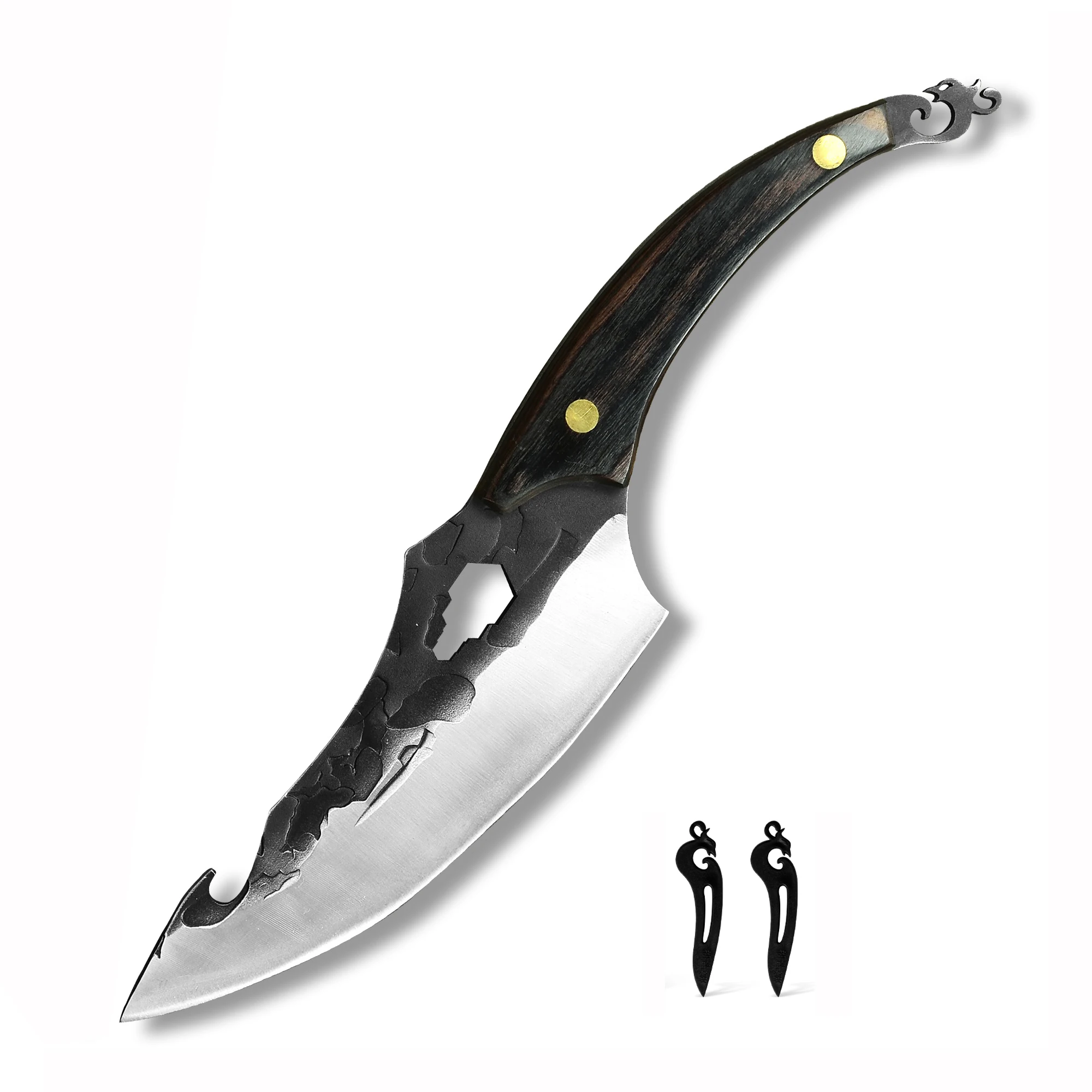 Xingye Wholesale 6.5 Inch Bottle Opener Hammer Forged Full Tang Fixed Blade Tactical High Carbon Tactical Kitchen Knife