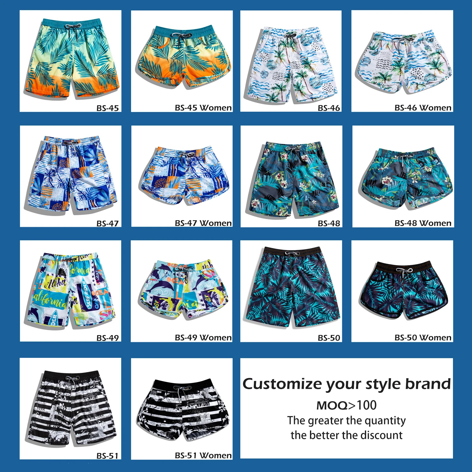 Wholesale Cheap Men Women 100% Polyester Quick dry Waterproof UV Sublimation Print Board Shorts Swimming Hawaiian