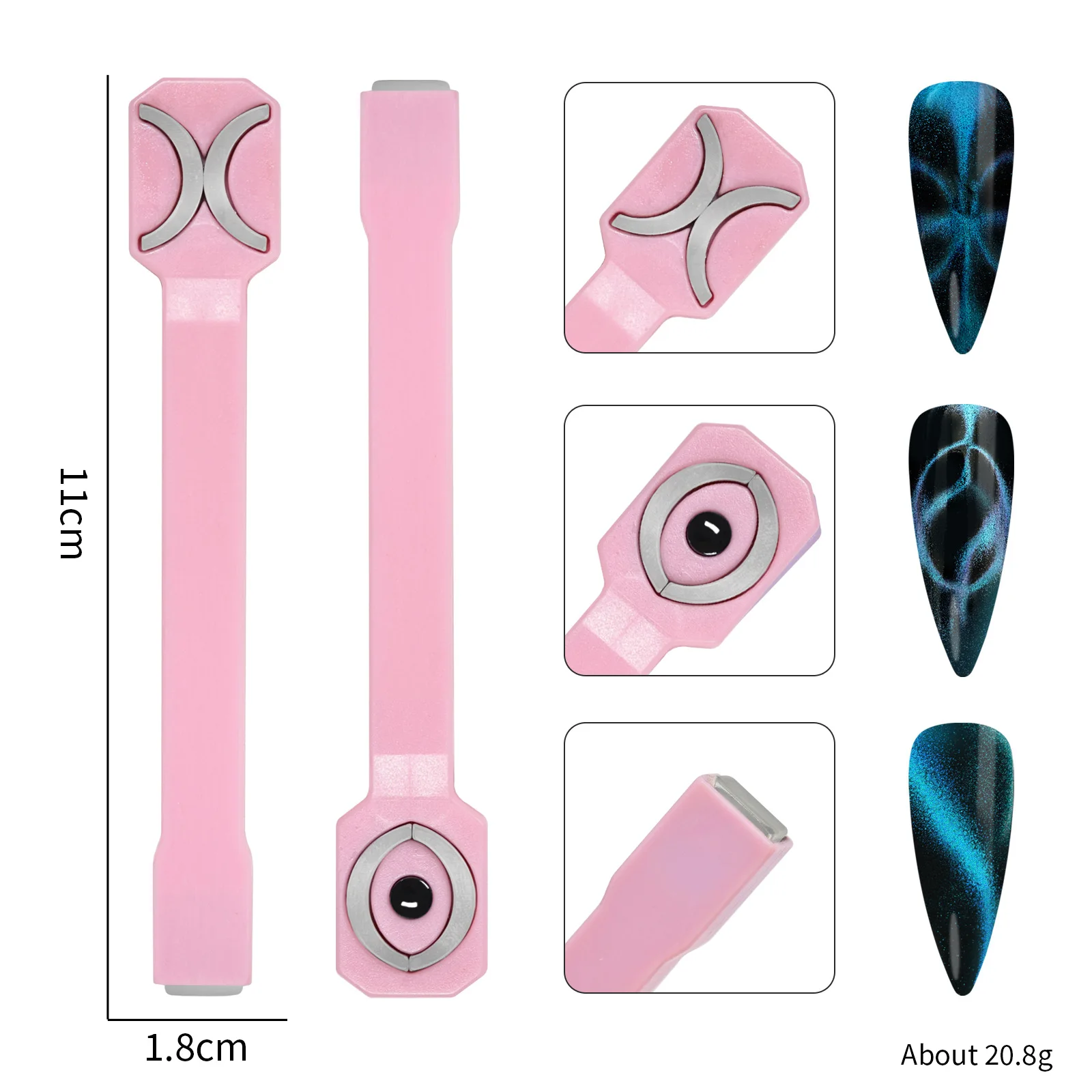 Best selling 3 in 1 multi-function nail magnet tool cat eye press on nails glue 3D dual head strong cat eye accessories for nail