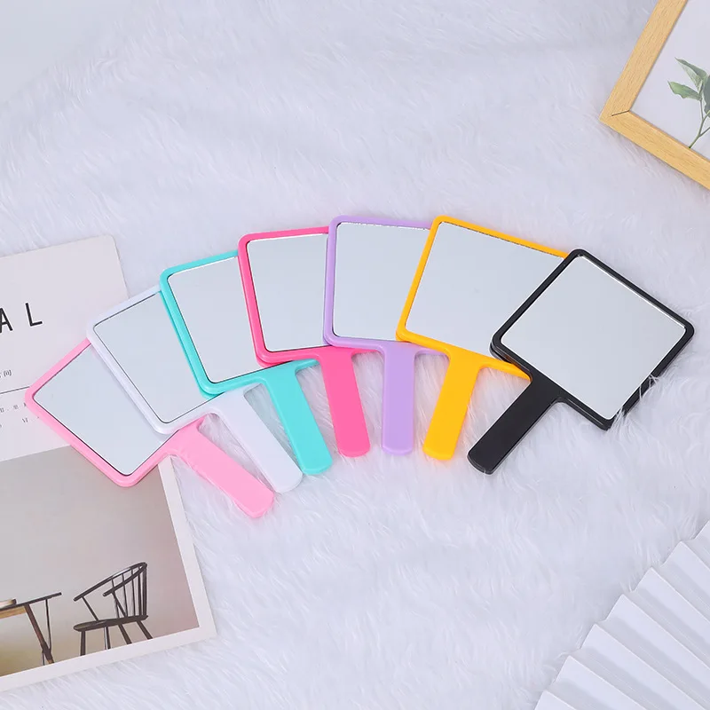 Private Label ABS Plastic Small Compact Handheld Square Makeup Mirror No LOGO Custom Portable Hand Held Makeup Mirrors for Girls
