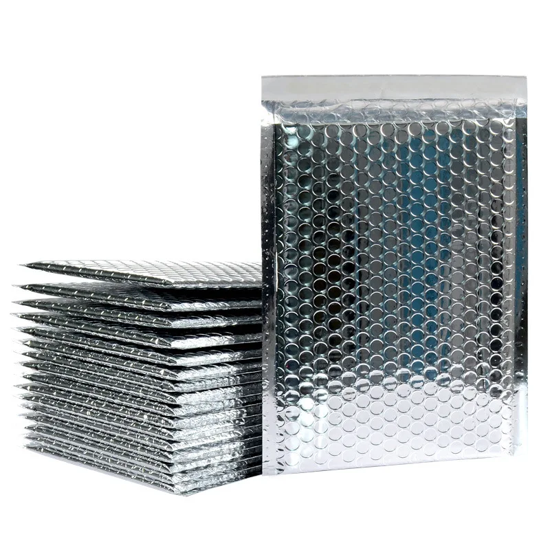 Metallic Foil Bubble Mailer Makeup Gift Bag  Self Sealing Custom Printed Metallic Glamour Poly Parcel Bag Bubble Envelope