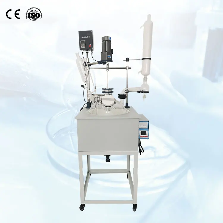Jacketed Double layer Glass Reactor 1L 2L 3L Agitated Glass Reactor Borosilicate Glass 3.3 Reaction Kettle