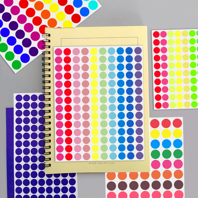 Colored 19mm Dot Stickers Stocks Handwritten Round Circle Mark Labels Polka Circle Dot Label Sticker for Office Class Papers