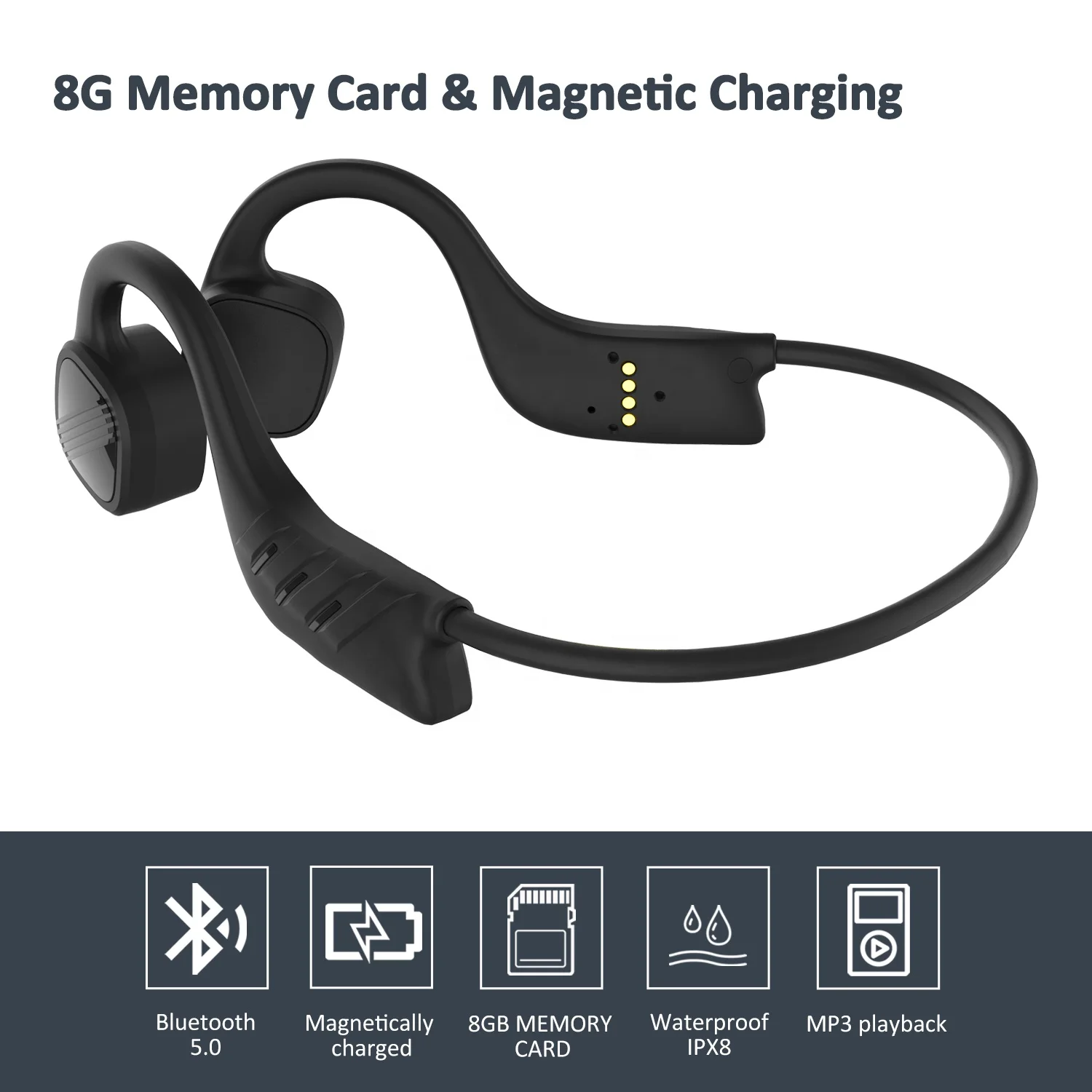 Беспроводные стереонаушники BT5.0, наушники с костной проводимостью, Bluetooth беспроводные наушники без берушей, гарнитура со встроенным микрофоном