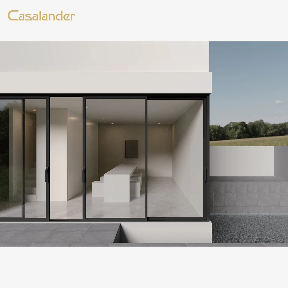 CASALANDER Sliding Front Door Glass Aluminum Waterproof Exterior Patio Doors Modern Tempered Glass Balcony Door