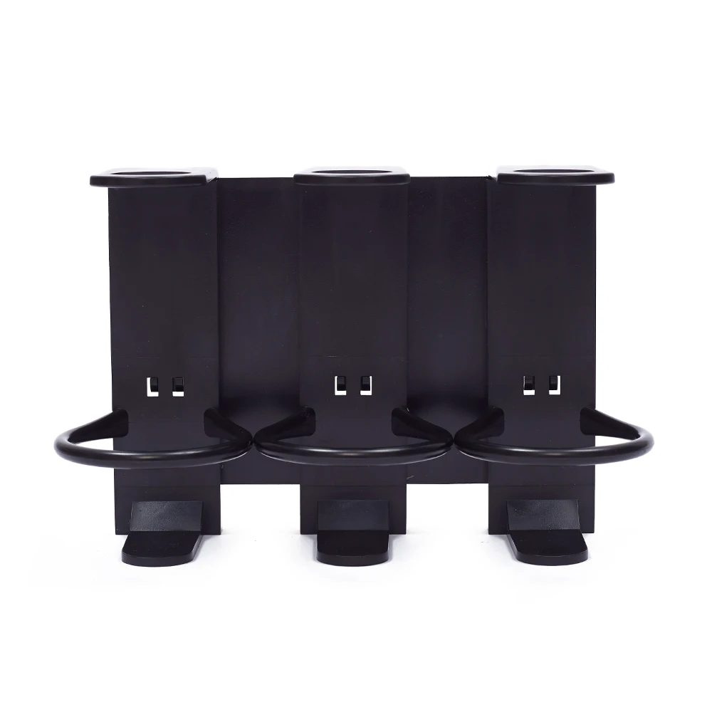 Set of 3 Black Plastic Shampoo and Conditioner Dispenser with Wall Mounts