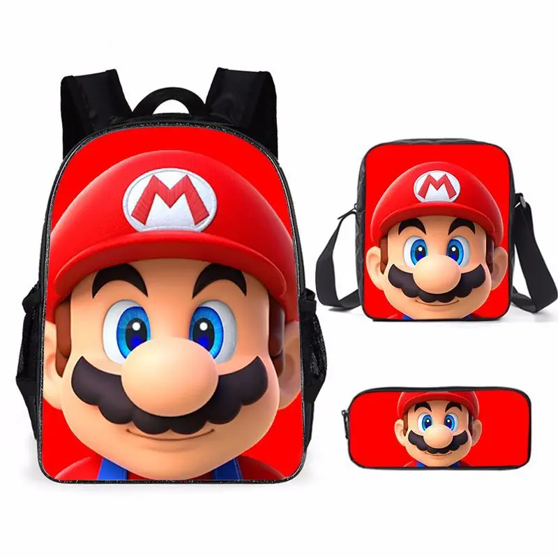 Super Mario Factory Custom Print Children School  Bag Set With Pen Case
