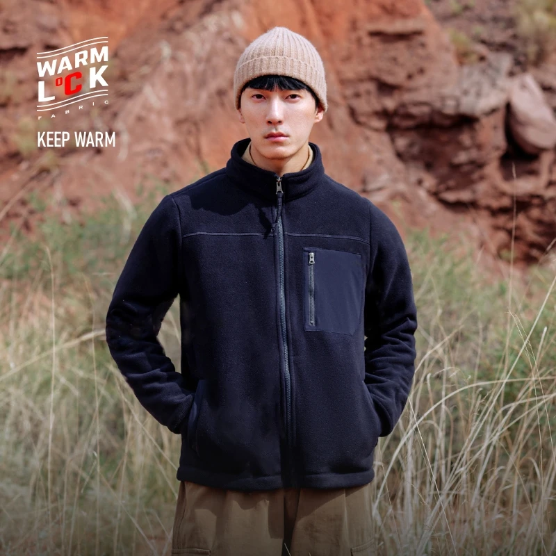 Fleece Jacket Warm Outdoor Windproof Warm Hiking Jackets New Collection Microfleece Stand Collar Mountain 371g Men Standard