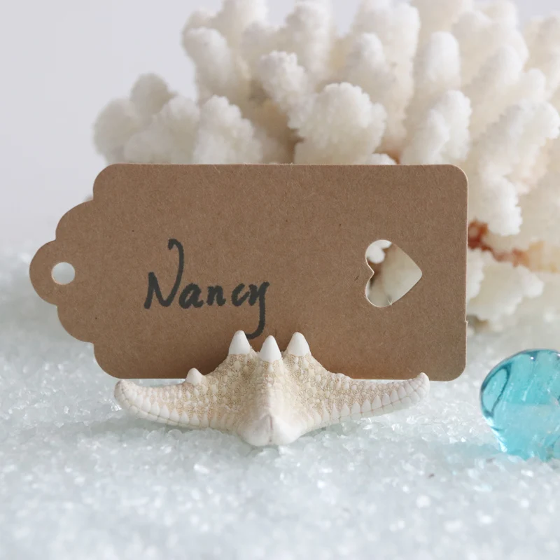 Natural Starfish Place Card Holder for Beach Wedding Natural Shell Conch Reception Table Chic Decor