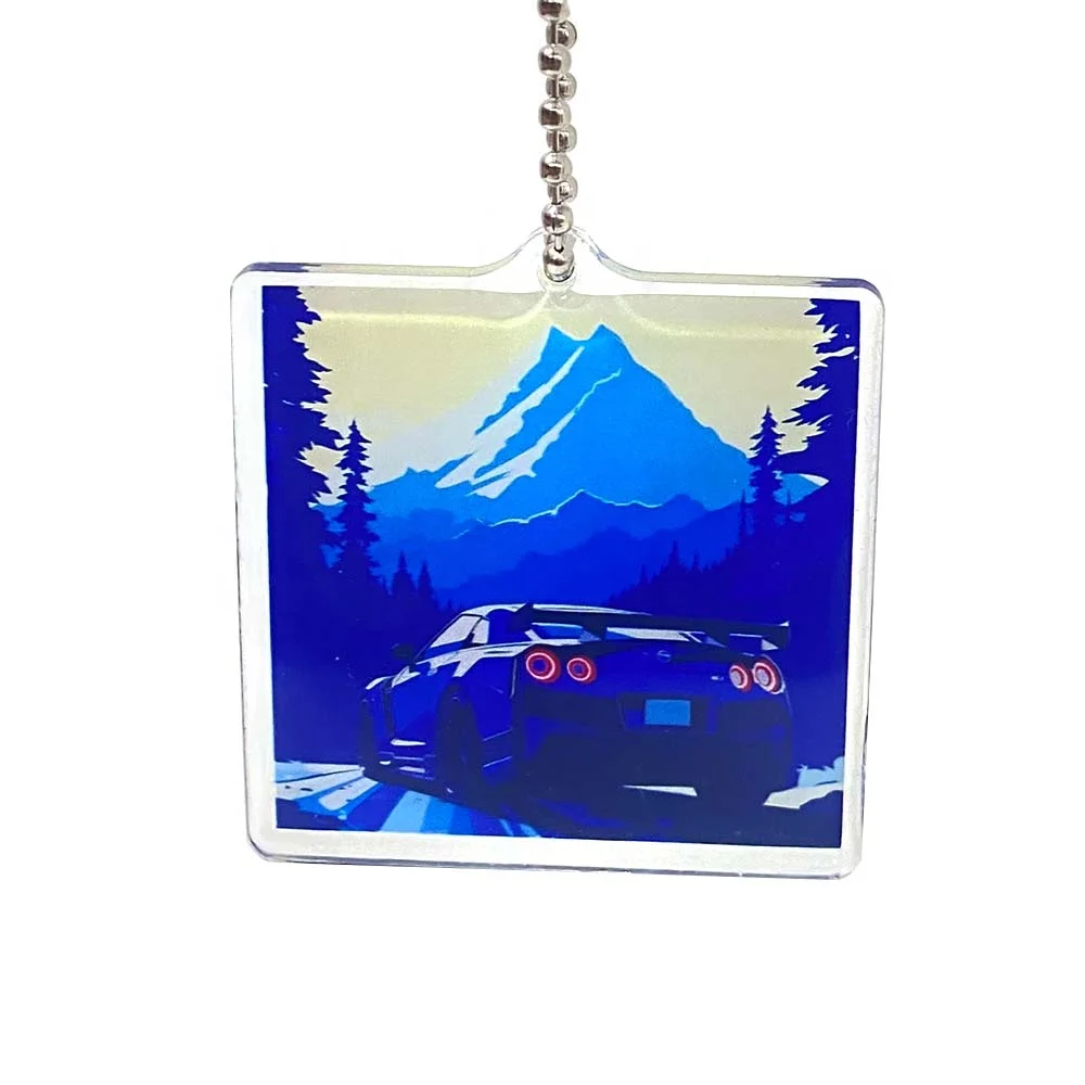 Custom acrylic pendant Key Chain double sides printing phone charms plastic keychain with epoxy glitter