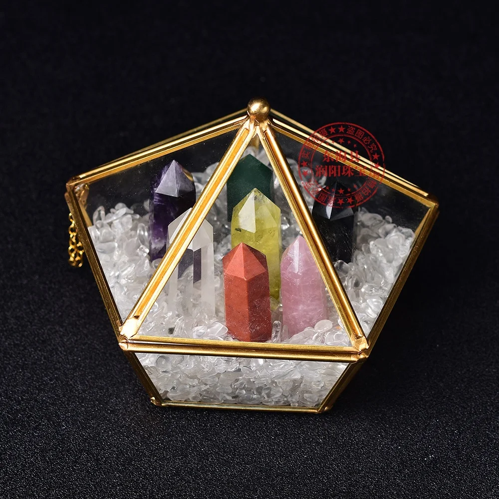 
Seven Colors Energy Gemstone Natural Crystal point Wand Gift Box set for Healing 