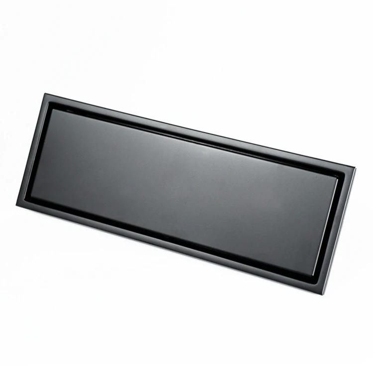 30x10CM SUS304 Stainless Steel Matte Black Concealed Tile Insert Long Shower Floor Drain Bathroom Invisible Linear Tile Drainer