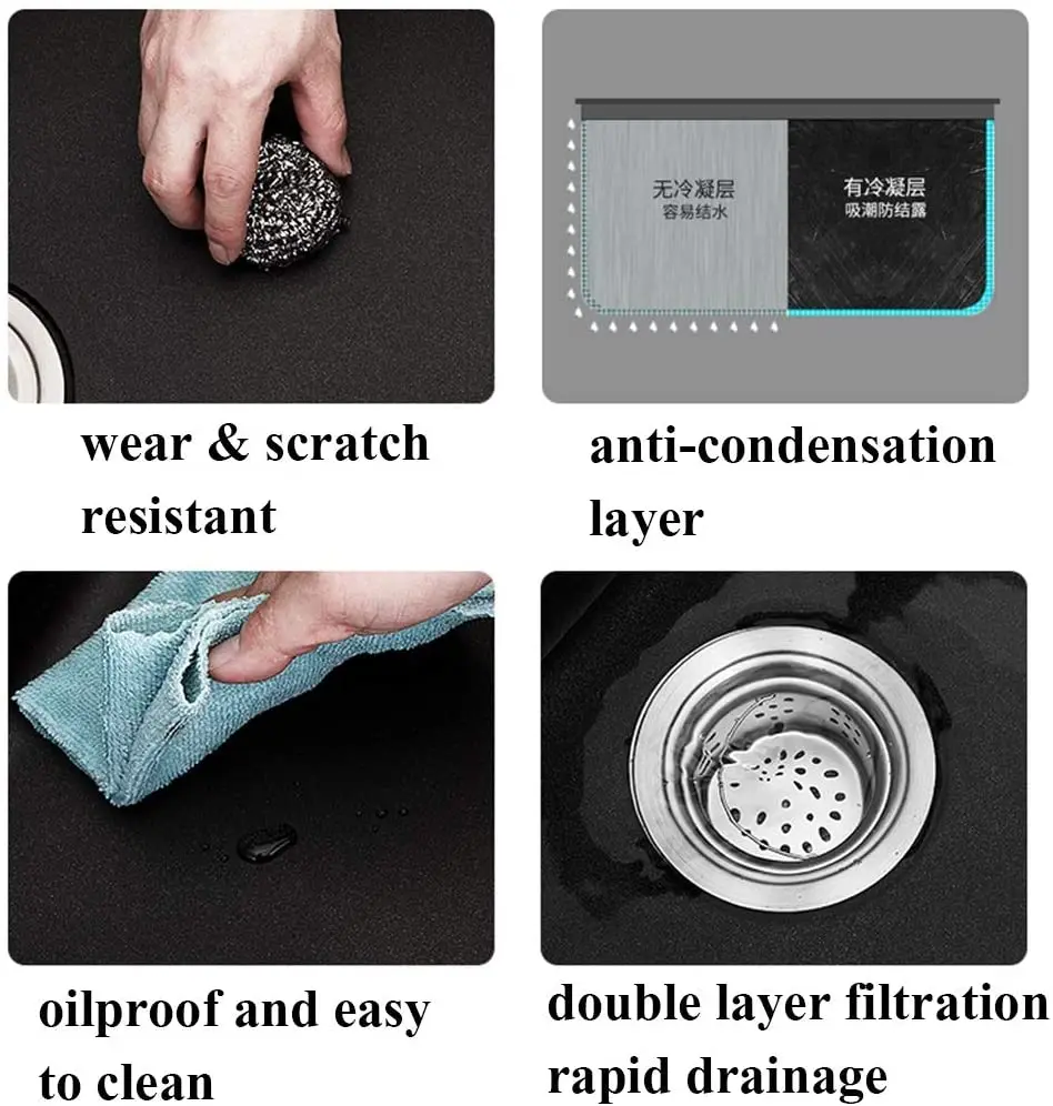 New Composite Granite Sink Handmade Gold Quartz Kitchen Sink Double Bowl