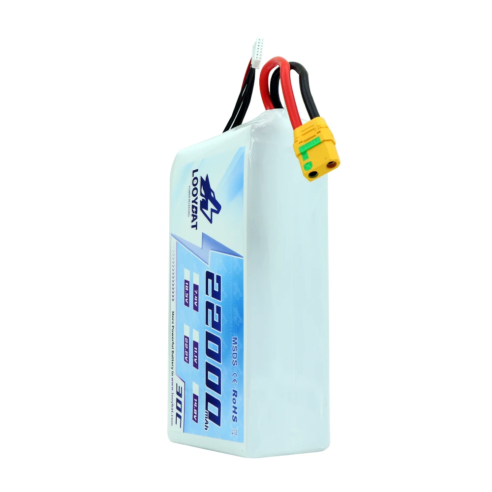 Good quality 100% original LOOYBAT lipo battery 7.4v 2s 6s 30c 22000mah rechargeable battery pack