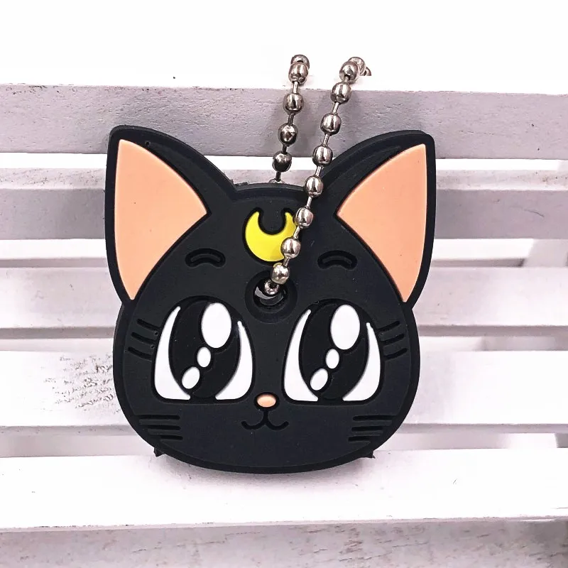 Cute Anime Keychain Silicone Cat Dog Protective Key Case Cover for Key Control Dust Cap Holder Gift Women Key Chain