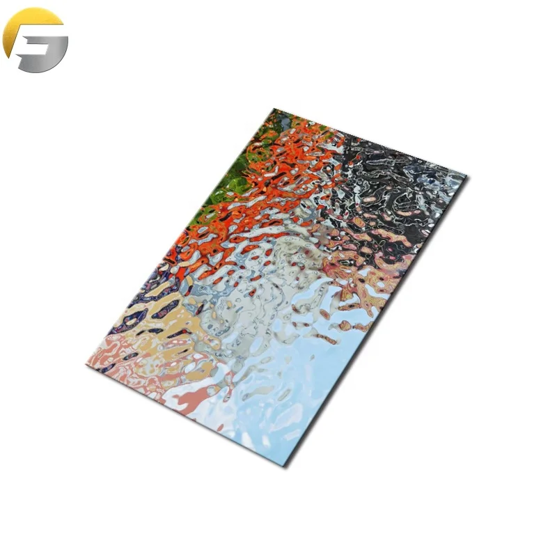 ZB0309 горячая Распродажа 201/304 супер зеркальный тисненый лист 316 настенный декоративный Большой Волнистый лист из нержавеющей стали