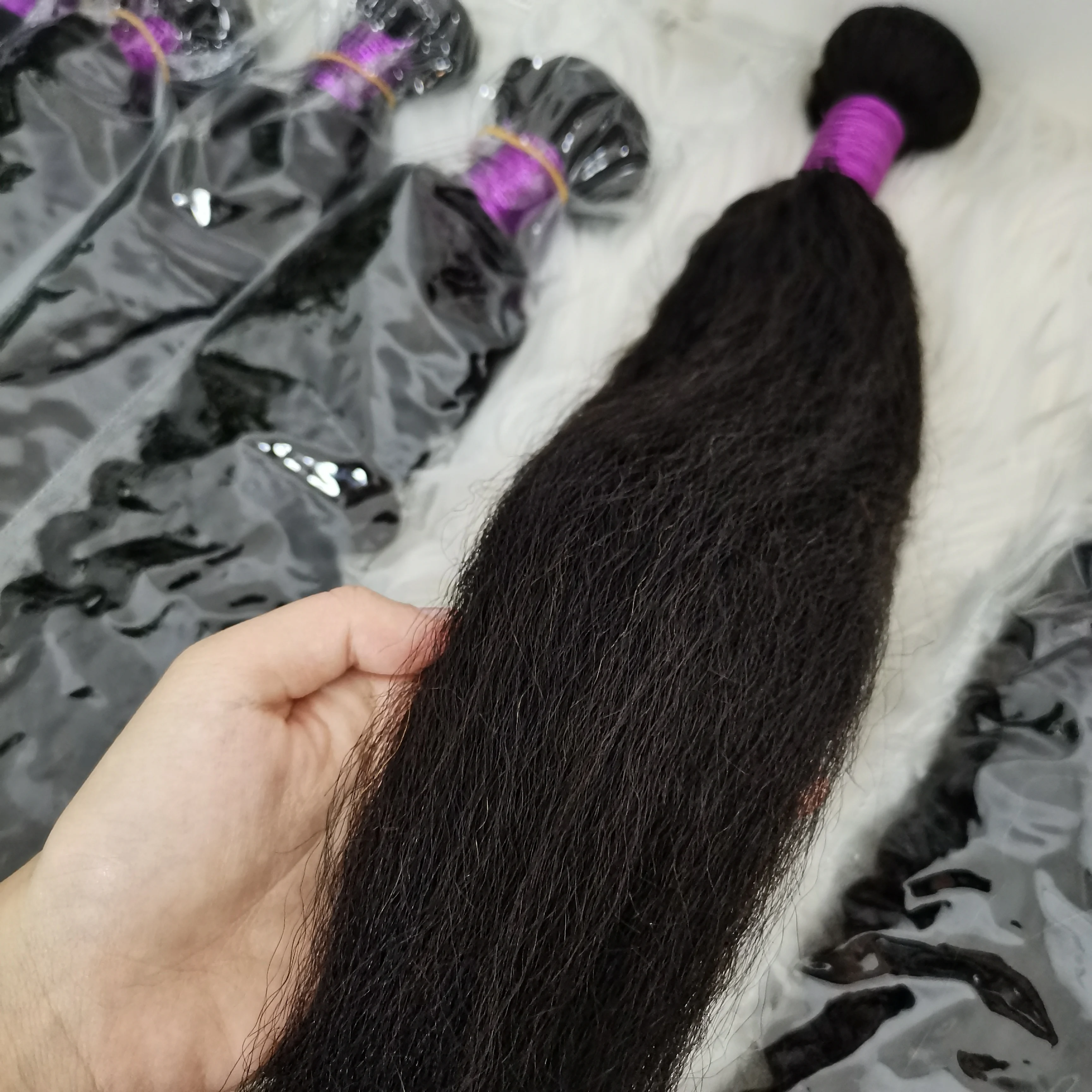 Amara kinky straight bundles raw vietnamese cuticle aligned hair kinky straight frontal stock