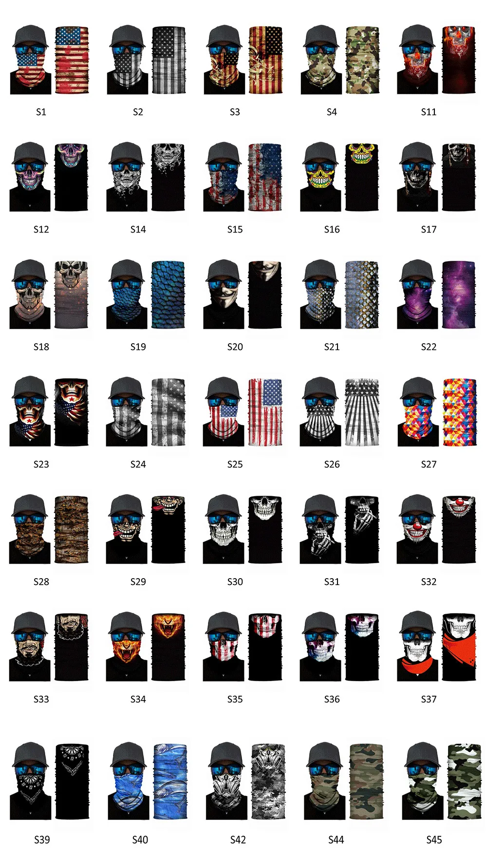 
Skull print bandana multifunction face bandana tube head seamless cheap bandanas 