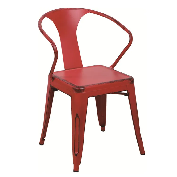 Hot Sell Industrial Home Restaurant Furniture Dining Room Cafe Rustic Stackable Metal Restaurant Dining Chairs