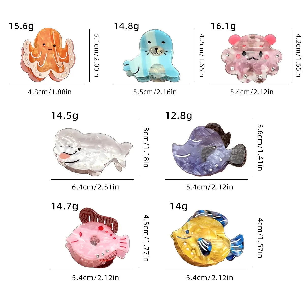 New Fashionable Cartoon Fish Vinegar Gripper Cute Ocean Style Octopus Tropical Fish Girl Grip