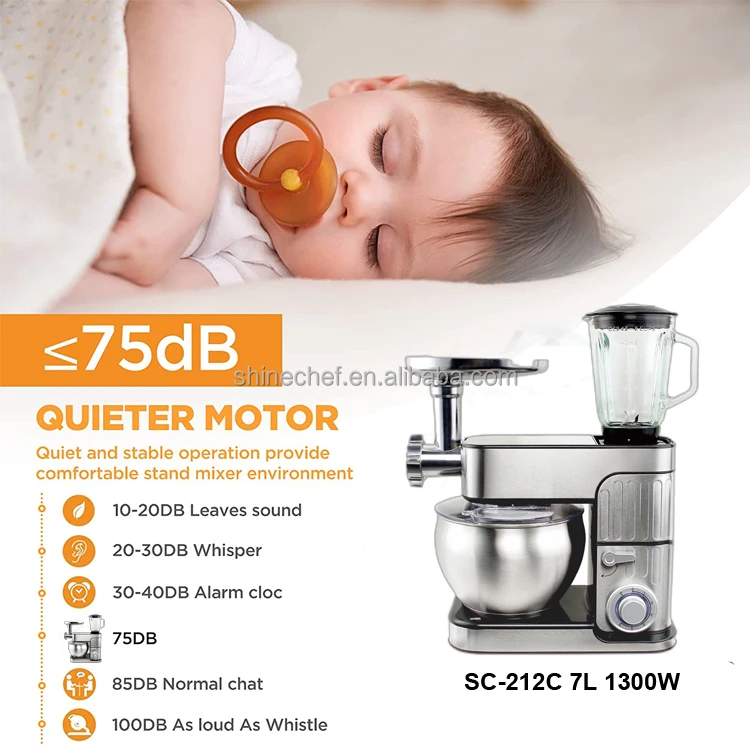 Electric Egg Mixer Home Use Cake Stand Food Mixer 1300W Dough Mixer With Meat Grinder