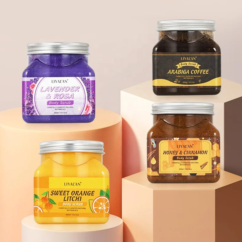 Custom Coffee Lavender Honey Sugar Exfoliating Skin Lightening Salt Bath Luxury Body Scrub Set