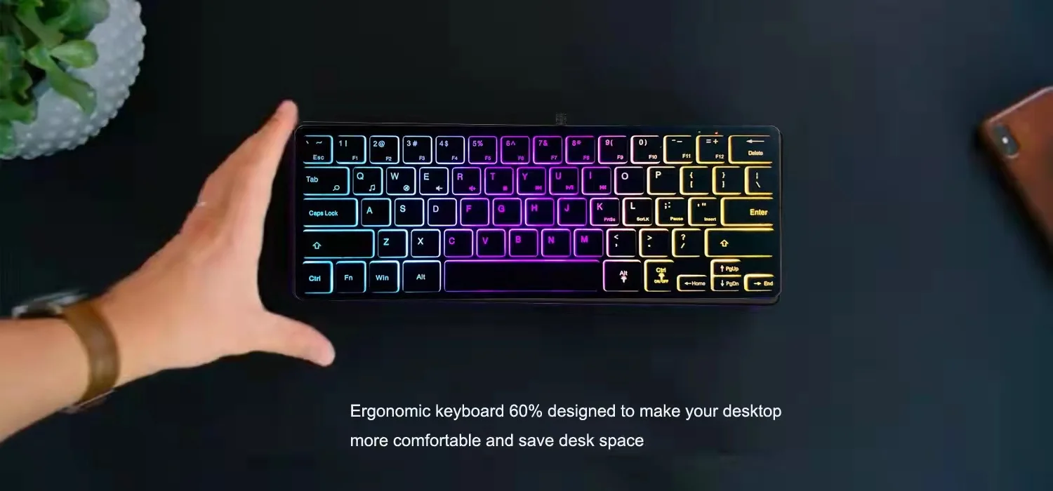 60% gaming keyboard USB Chocolate Multimedia wired keyboard 64 keys wired gaming keyboard