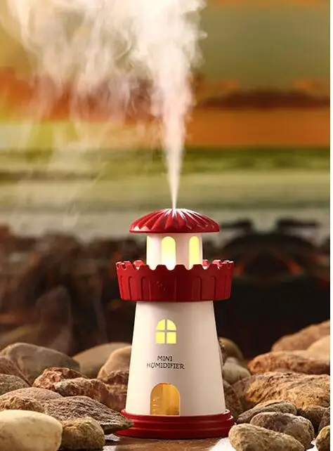 Creative mini lighthouse humidifier desktop colorful atomizer car humidifier USB humidifier gift customization  car air purifie
