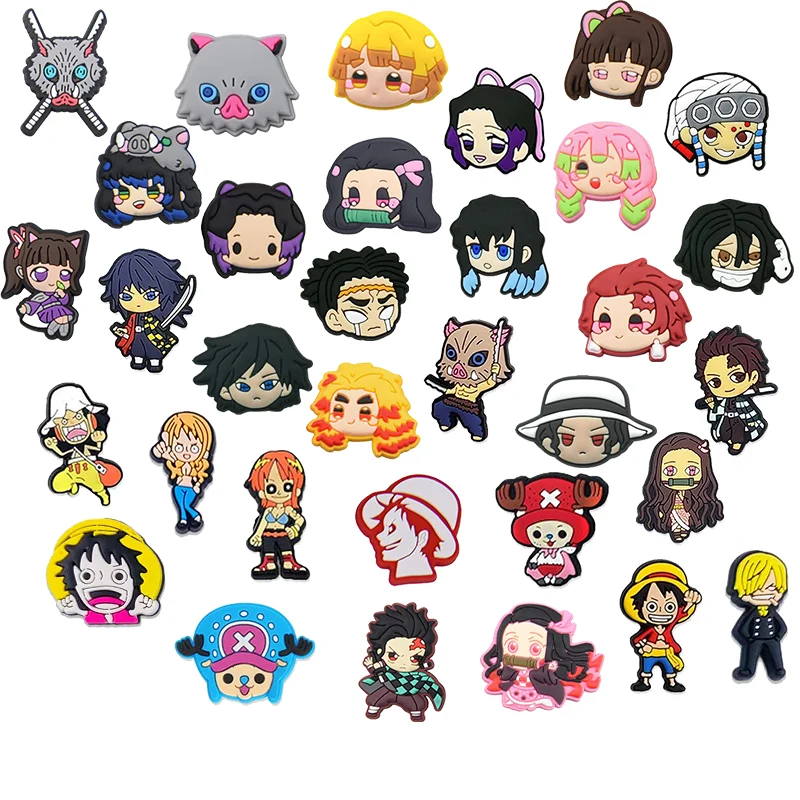 2023 Popular Anime Demon Slayer Characters Shoe Charms for croc shoes Custom DIY Cartoon Designers PVC shoe CharmsDecoration