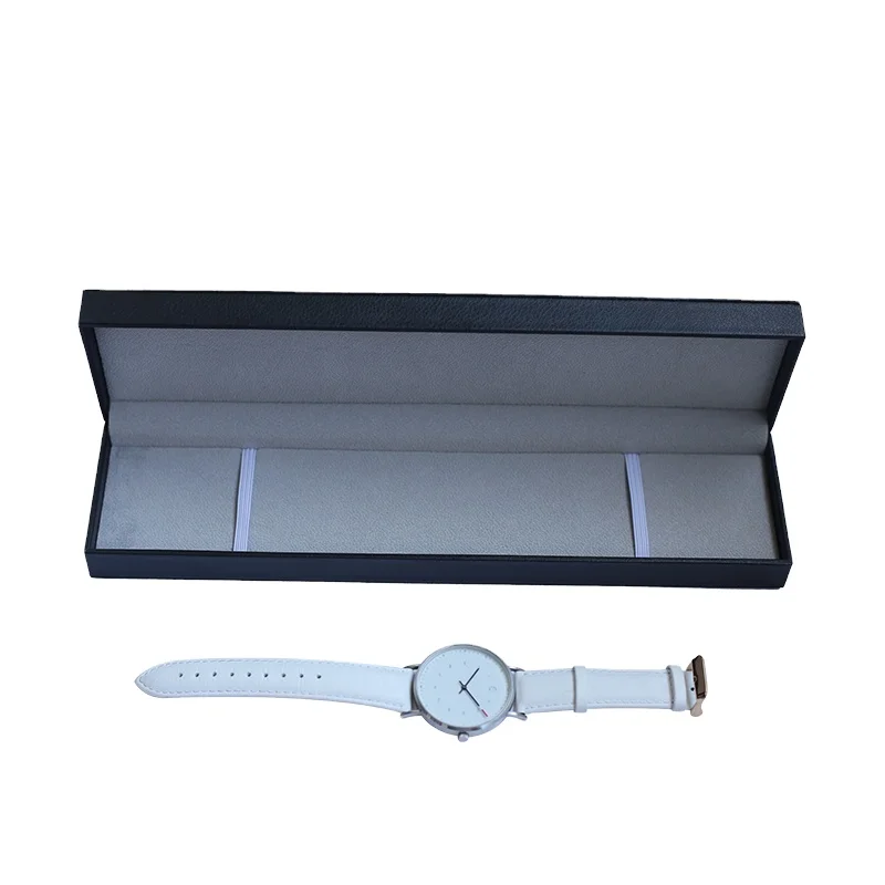 New Product Customized Gray Velvet Lining Set Jewelry Boxes Luxury White Stitching Black Watch Packaging Box With Unique Logo