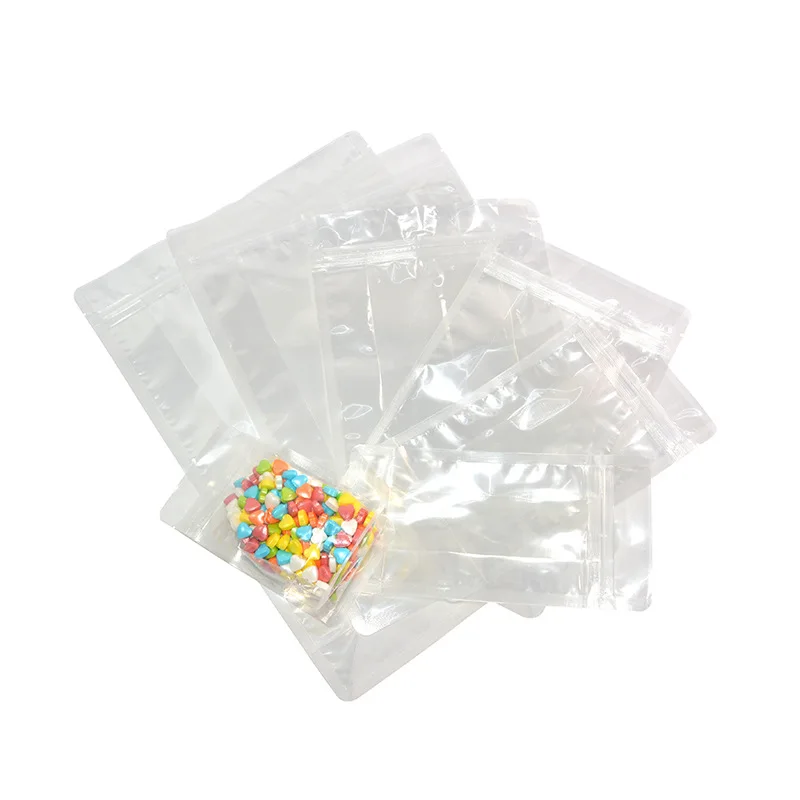 Various size transparent flat bottom candy/rice/cookie/snack/sugar plastic food packaging bag with zipper