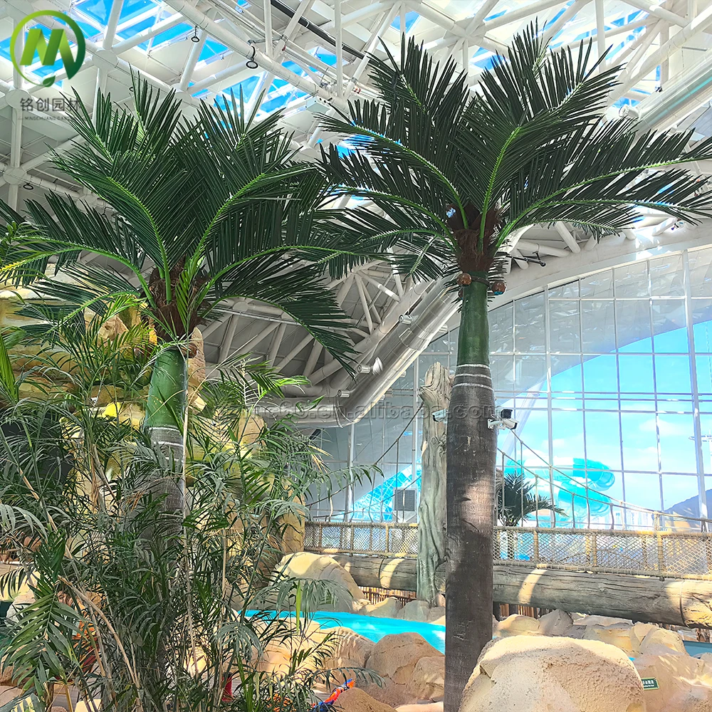 Large Simulated Fiberglass Coconut Tree King Faux Plant Artificial King Palm Tree For Indoor Outdoor Decorative
