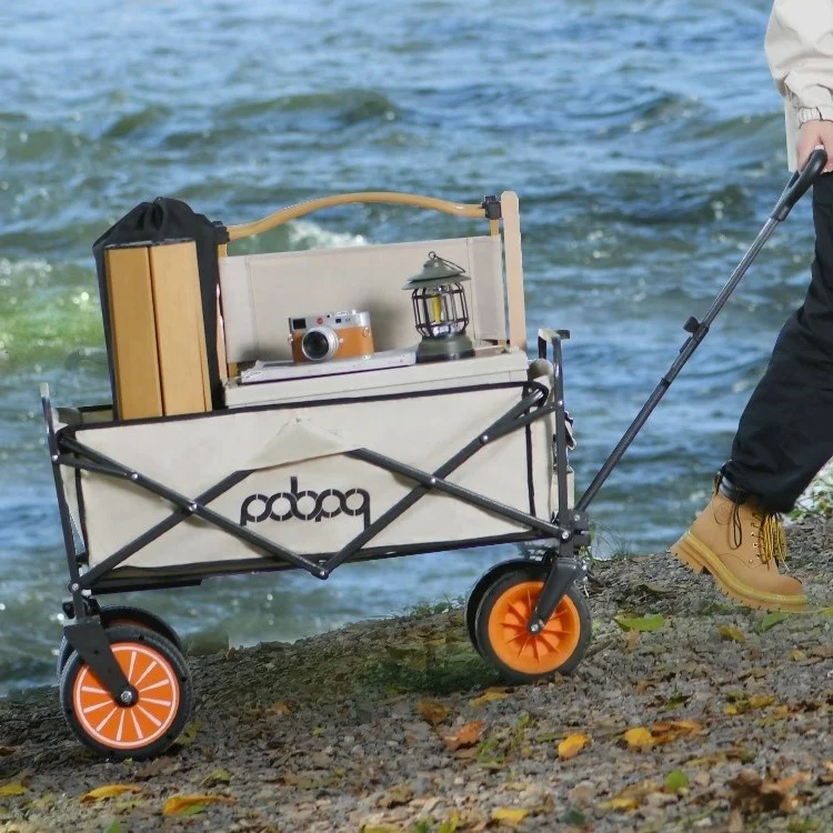 Electric Powered Folding Hand Truck Outdoor Utility Wagon Garden Cart Camping Wagon with Off-Road Wheels and Adjustable Handle
