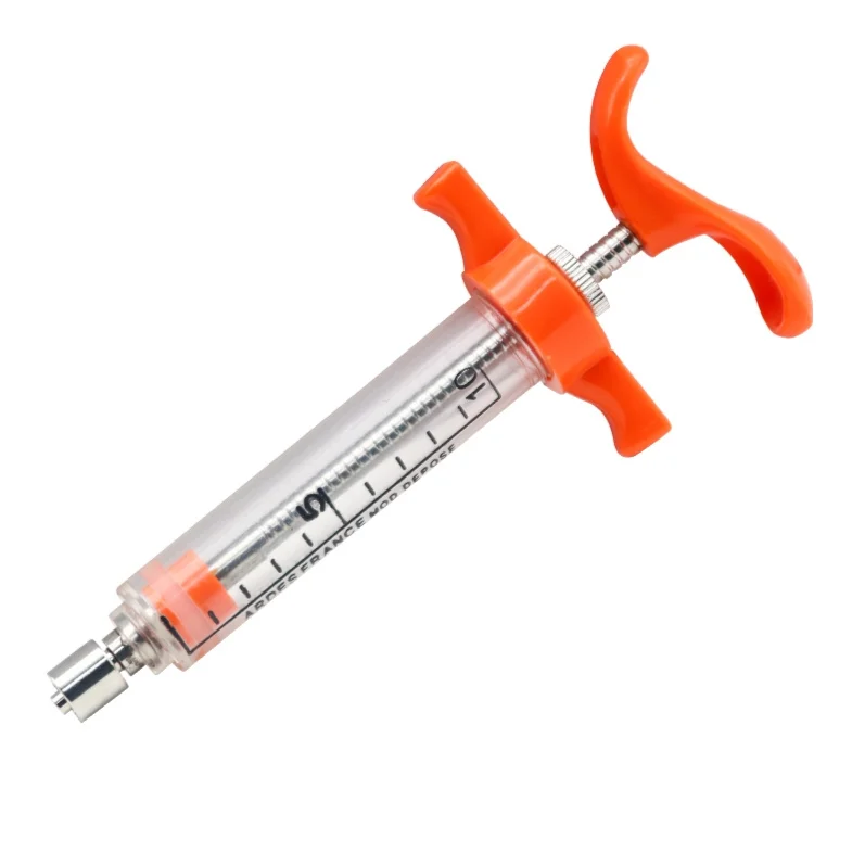 Blue and Orange Continuous Veterinary Syringe Plastic Steel Veterinary Metal Syringe Instrument